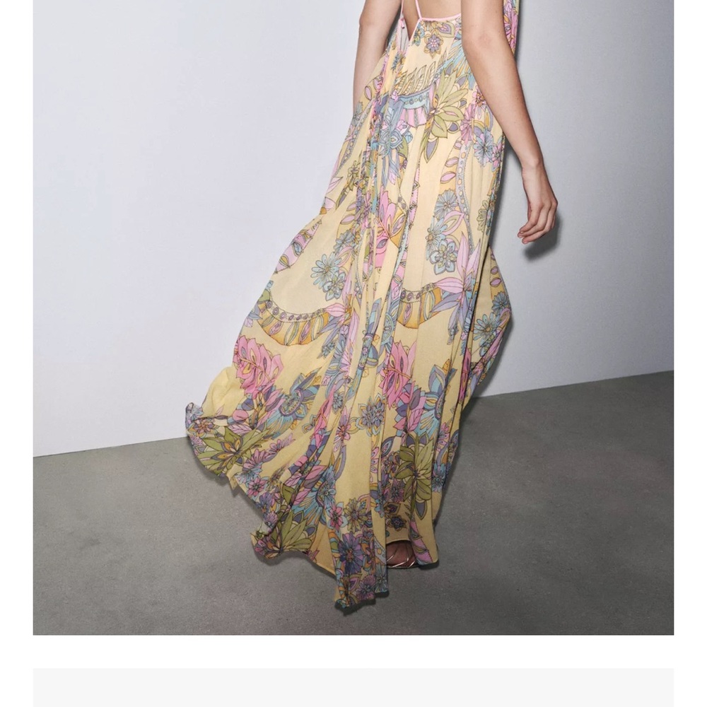 Zara Yellow Floral Maxi Dress - Picture 7 of 9